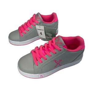 Sidewalk Sports Heelys Skate Shoes Grey Pink Size 4 Wheeled Sneakers NWT